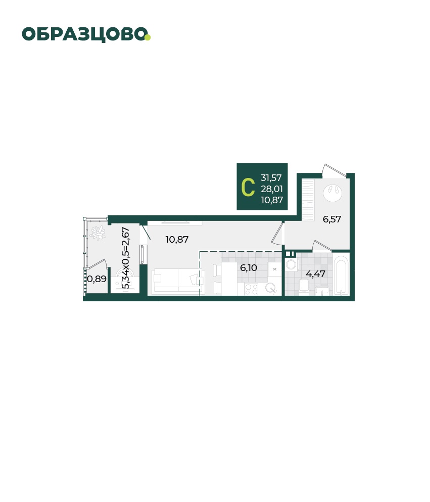 Квартира 31.57 м2