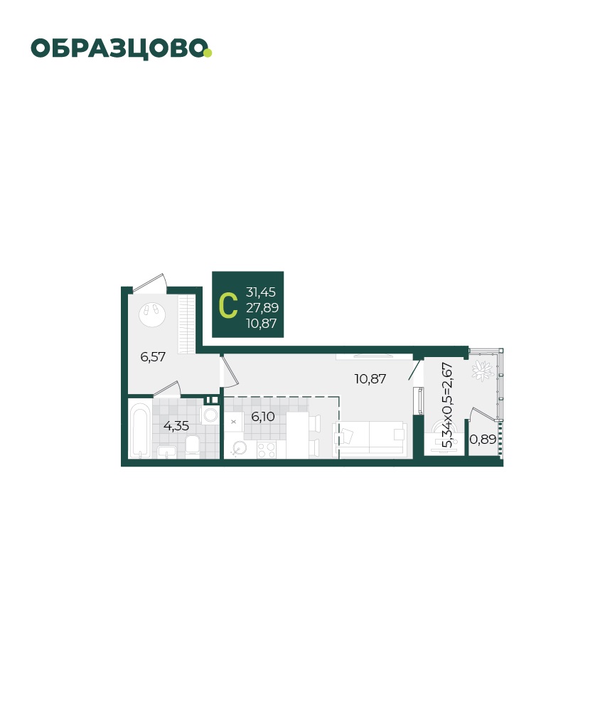 Квартира 31.45 м2