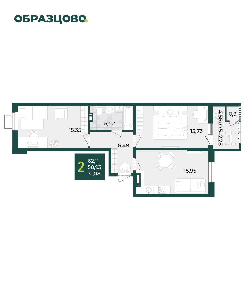 Квартира 62.11 м2